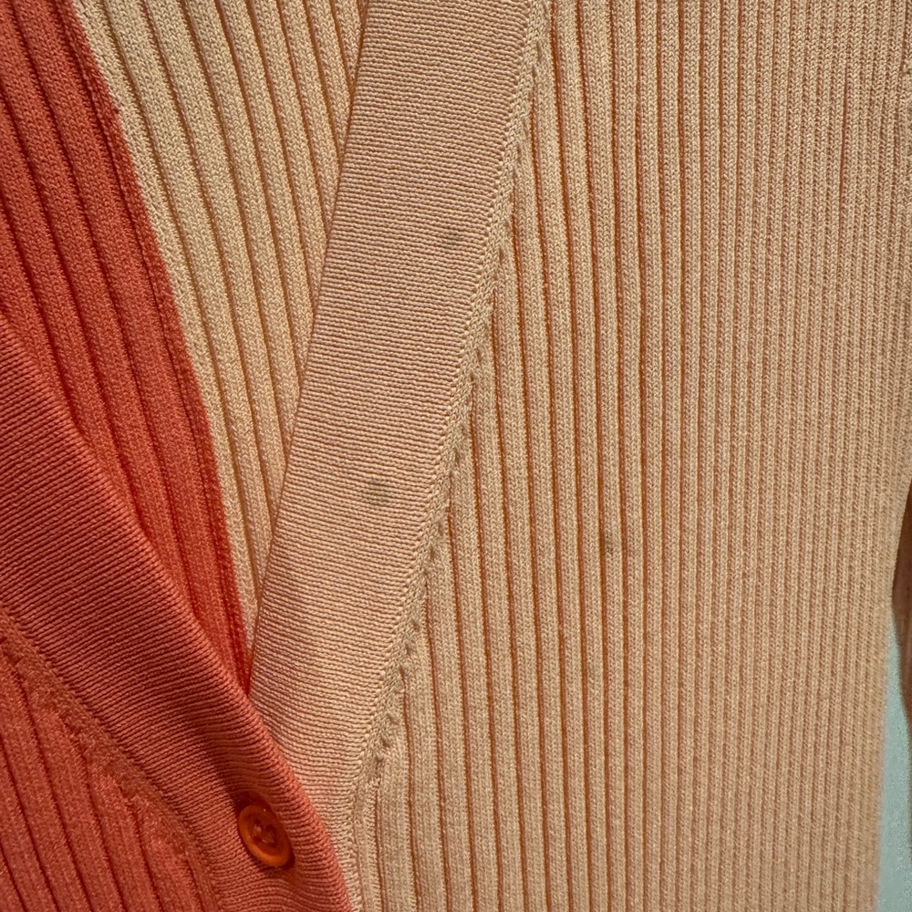 STAUD Two-Tone Coral & Peach Ribbed Button-Front Maxi Dress - Picture 4 of 4